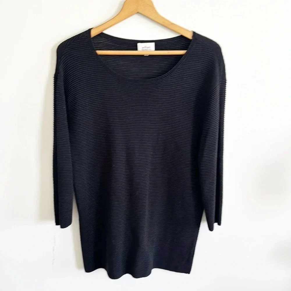 Aritzia Wilfred black ribbed knit tunic sweater Italian yarn size small